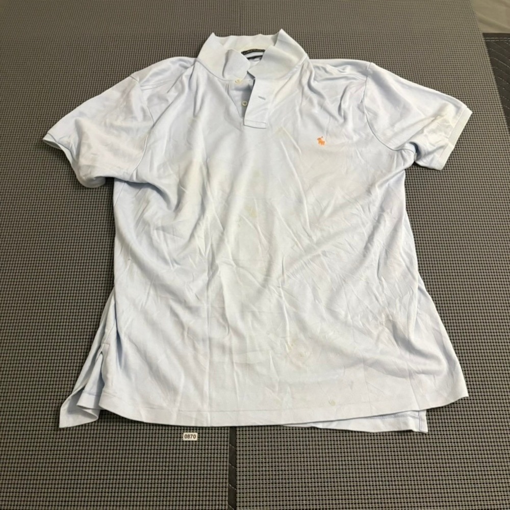 Polo Ralph Lauren Mens XL Custom Fit Short Sleeve Polo Shirt Light Blue Orange